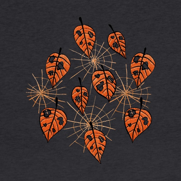 Autumn Leaves With Holes And Spiderwebs by Boriana Giormova